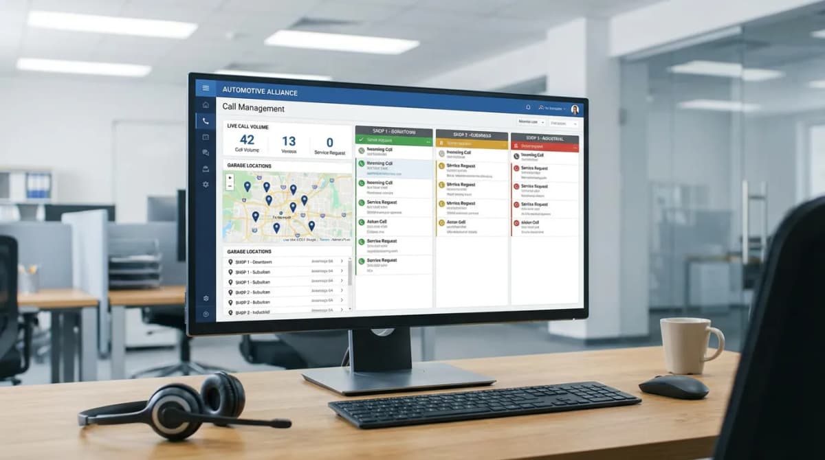 Tableau de bord centralisant les appels de plusieurs garages automobiles